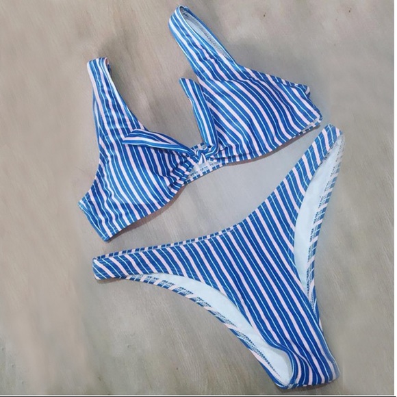 ‘Jewel’ Blue Stripe Bikini - Picture 3 of 4